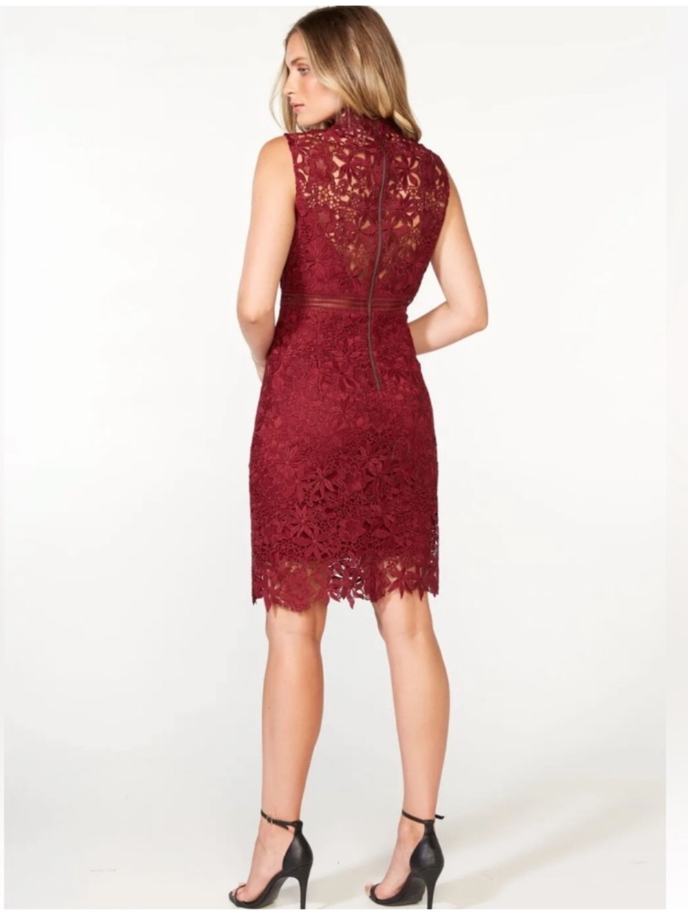 Bardot Red Lace Midi Dress - Picture 12 of 12